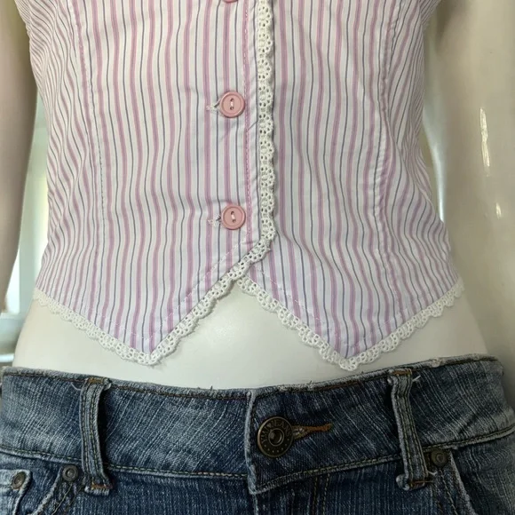 DollsKill | NWT’s Sugar Thrills Y2K Coquette Summer Pinstripe Dolly Vest - Picture 5 of 9